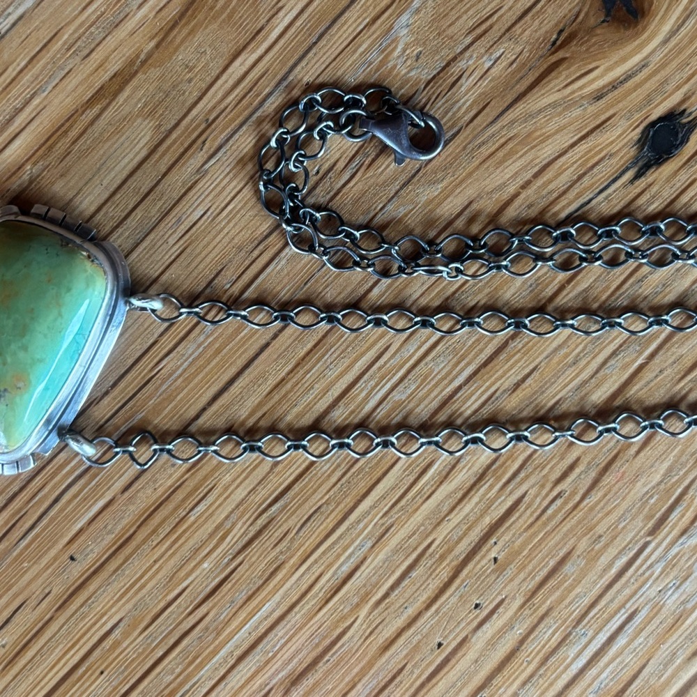 Artisan Silver Necklace by Antionette Martinez Boulder Turquoise Pendant - Picture 4 of 6